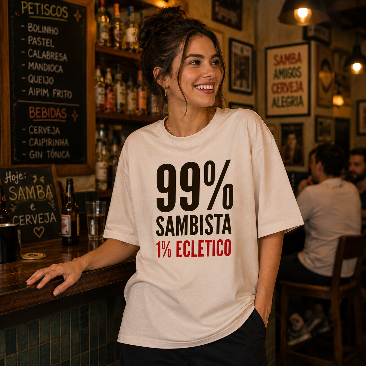 Camiseta Oversized 99% Sambista 1% Eclético