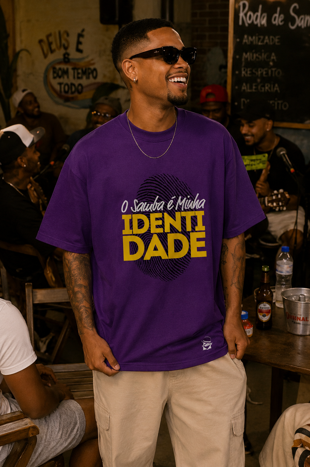 Camiseta Oversized  O Samba É Minha Identidade