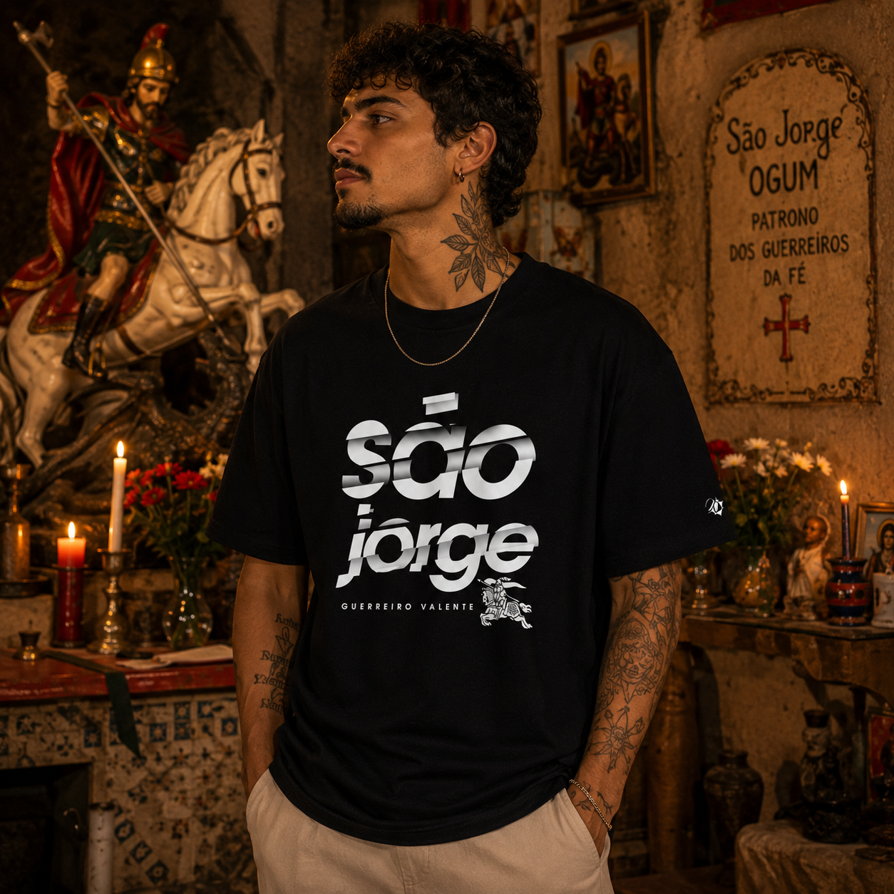 Camiseta Oversized  São Jorge Guerreiro Valente